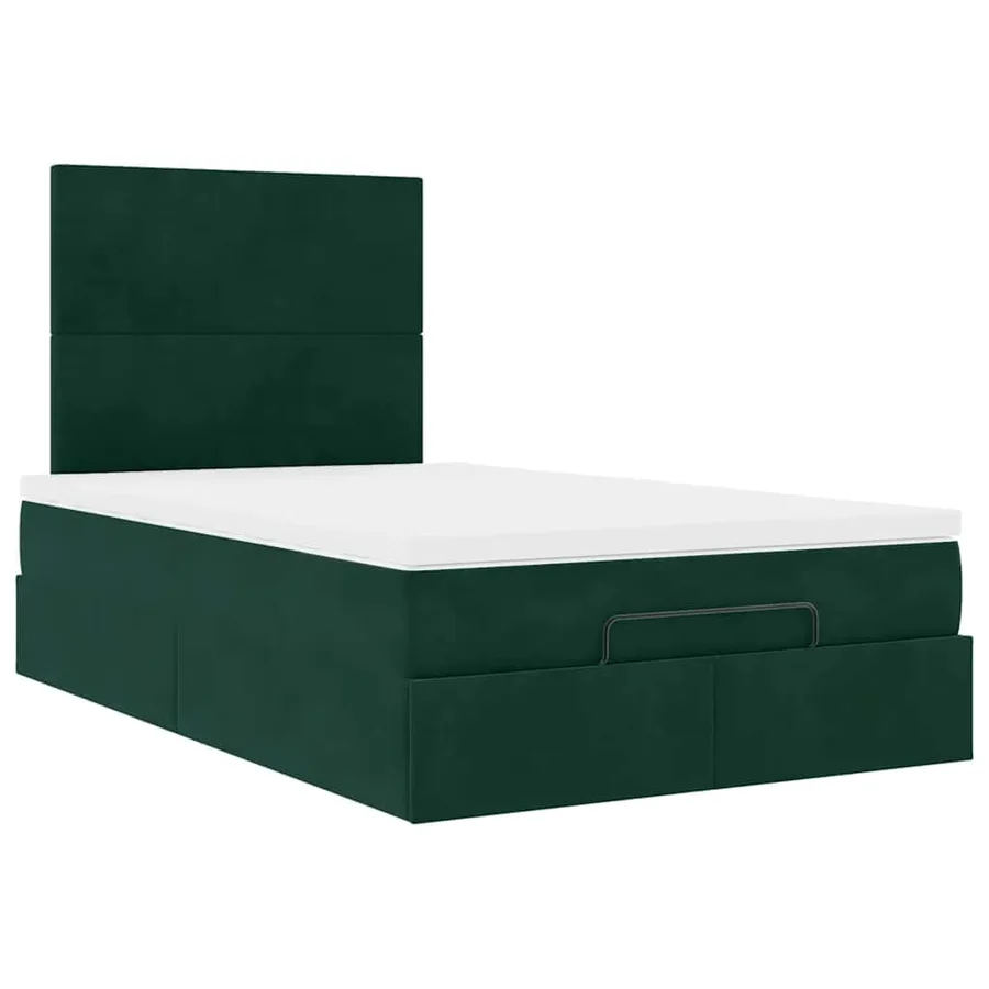 Cadre de lit ottoman avec matelas vert foncé 120x200 cm velours - 6