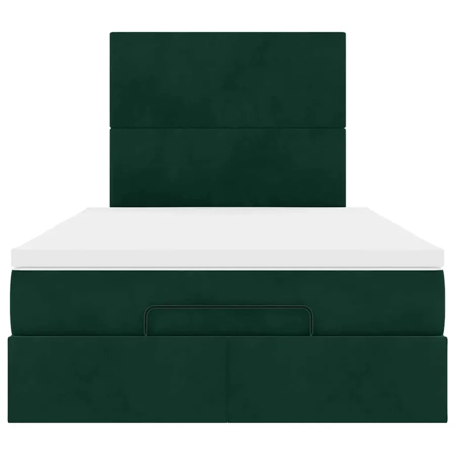 Cadre de lit ottoman avec matelas vert foncé 120x200 cm velours - 7
