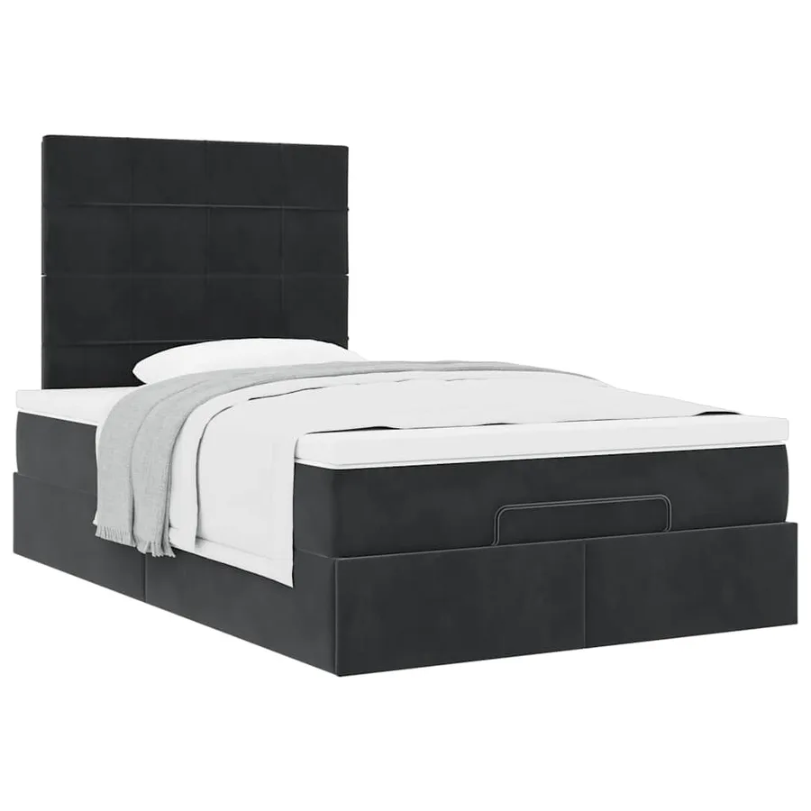 Cadre de lit ottoman avec matelas noir 120x200 cm velours - 5