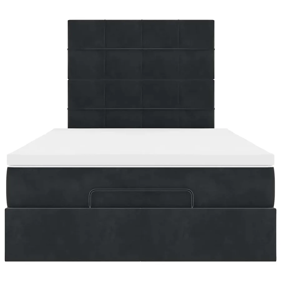 Cadre de lit ottoman avec matelas noir 120x200 cm velours - 7