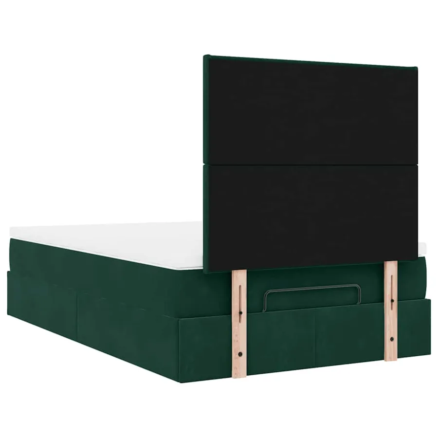 Cadre de lit ottoman avec matelas vert foncé 120x200 cm velours - 10