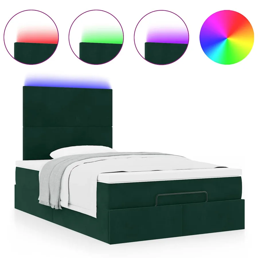 Cadre de lit ottoman avec matelas vert foncé 120x200 cm velours - 5