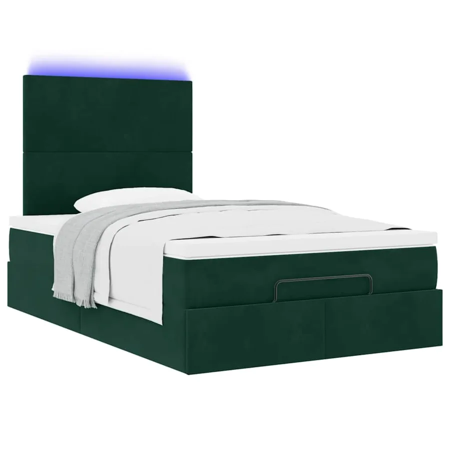 Cadre de lit ottoman avec matelas vert foncé 120x200 cm velours - 6