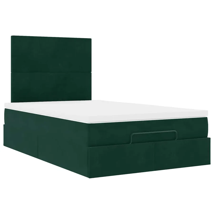 Cadre de lit ottoman avec matelas vert foncé 120x200 cm velours - 7