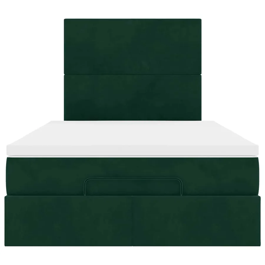 Cadre de lit ottoman avec matelas vert foncé 120x200 cm velours - 8