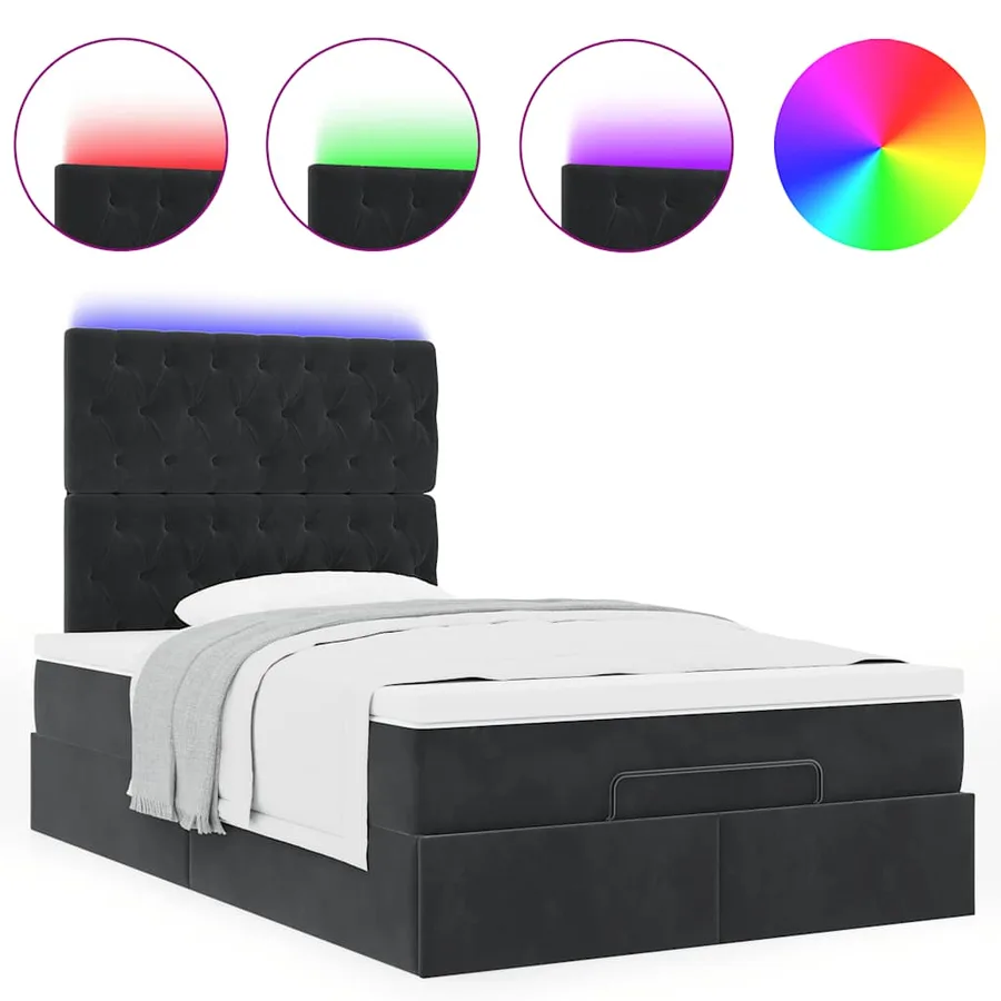 Cadre de lit ottoman avec matelas noir 120x200 cm velours - 5