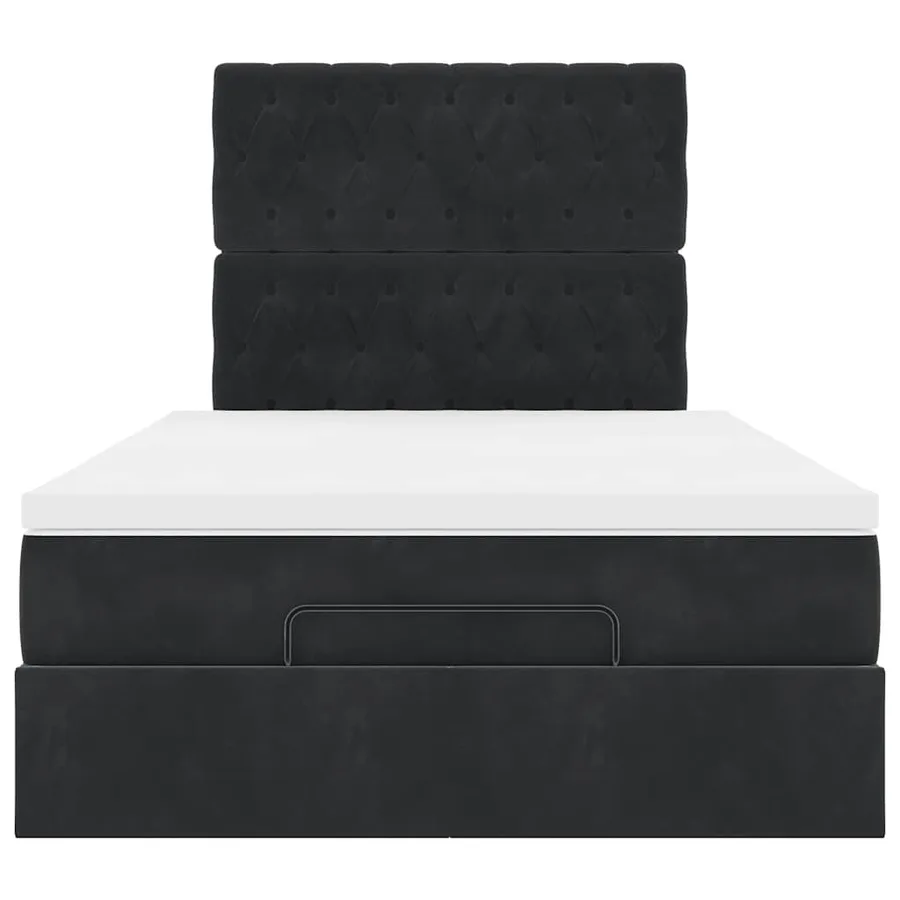 Cadre de lit ottoman avec matelas noir 120x200 cm velours - 8