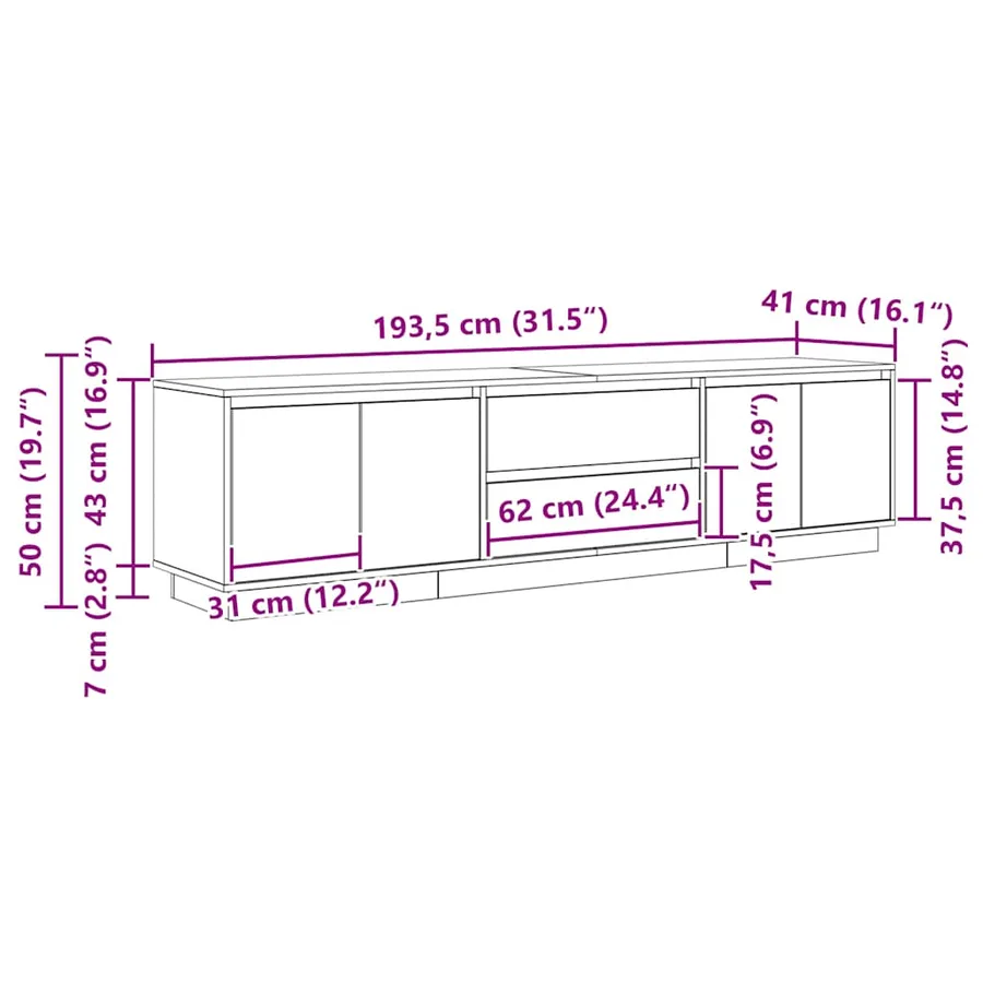 Meuble TV avec lumières LED blanc 193,5x41x50 cm - 16
