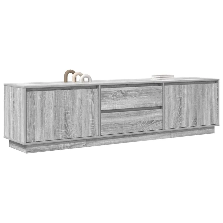 Meuble TV avec lumières LED sonoma gris 193,5x41x50 cm - 5