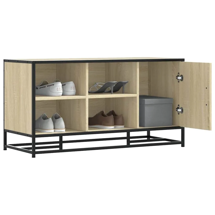 Banc à chaussures chêne sonoma bois d'ingénierie et métal