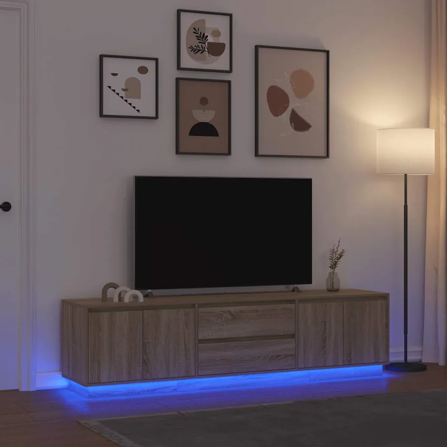 Meuble TV avec lumières LED chêne sonoma 193,5x41x50 cm