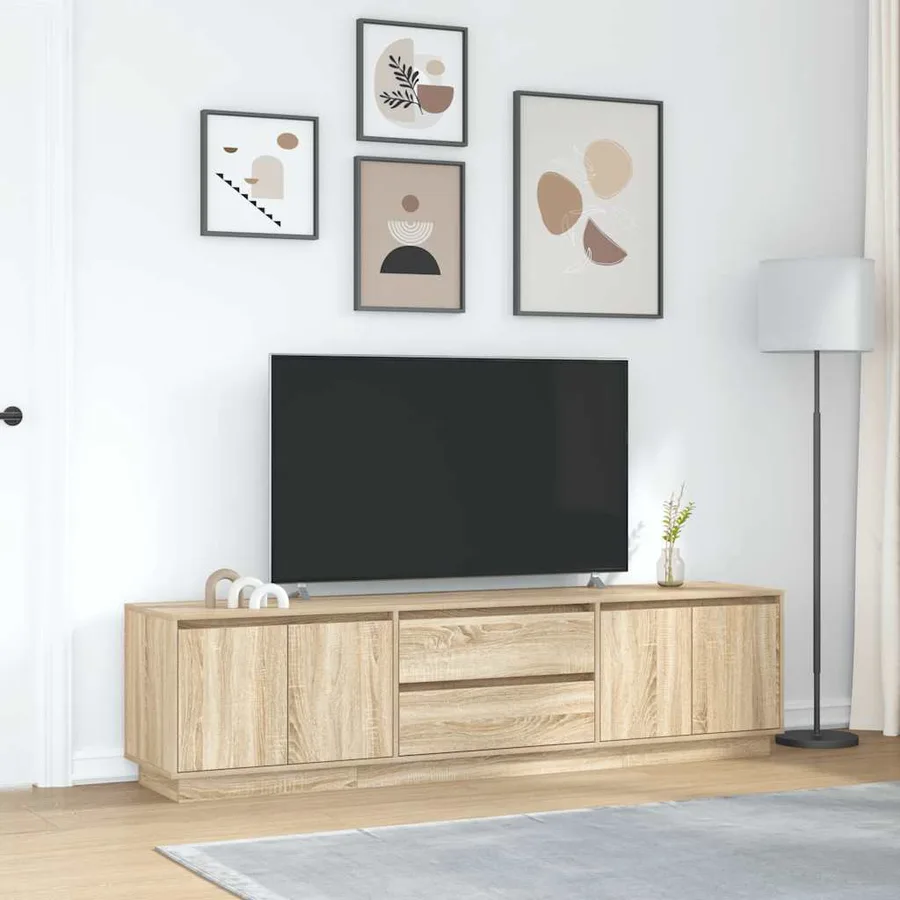 Meuble TV avec lumières LED chêne sonoma 193,5x41x50 cm - 4