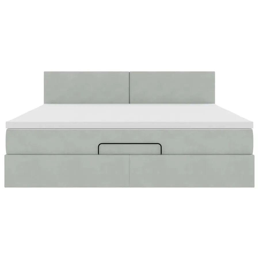 Cadre de lit ottoman avec matelas gris clair 180x200 cm velours - 6