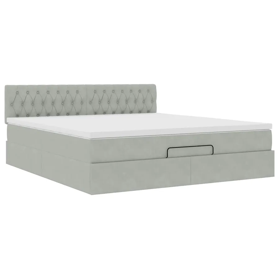 Cadre de lit ottoman avec matelas gris clair 180x200 cm velours - 5