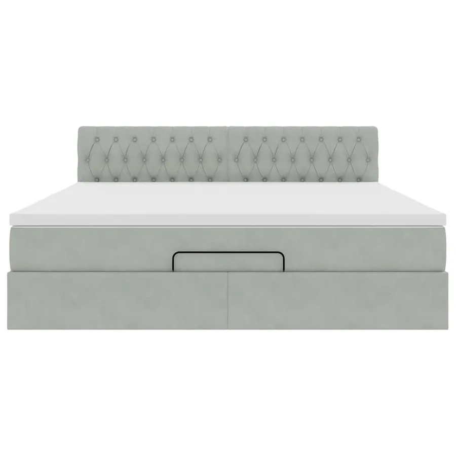 Cadre de lit ottoman avec matelas gris clair 180x200 cm velours - 6
