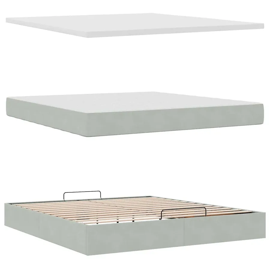 Cadre de lit ottoman avec matelas gris clair 180x200 cm velours - 7