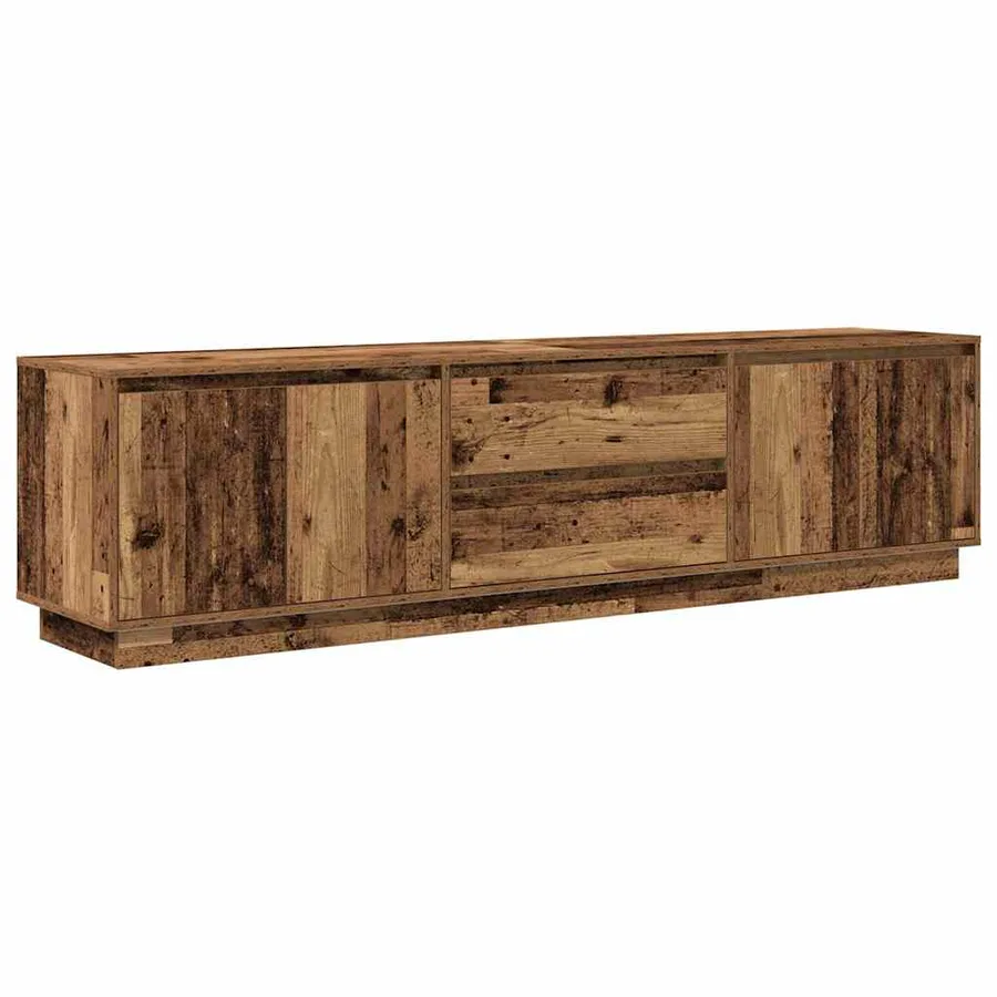 Meuble TV avec éclairage LED vieux bois 193,5x41x50 cm - 3