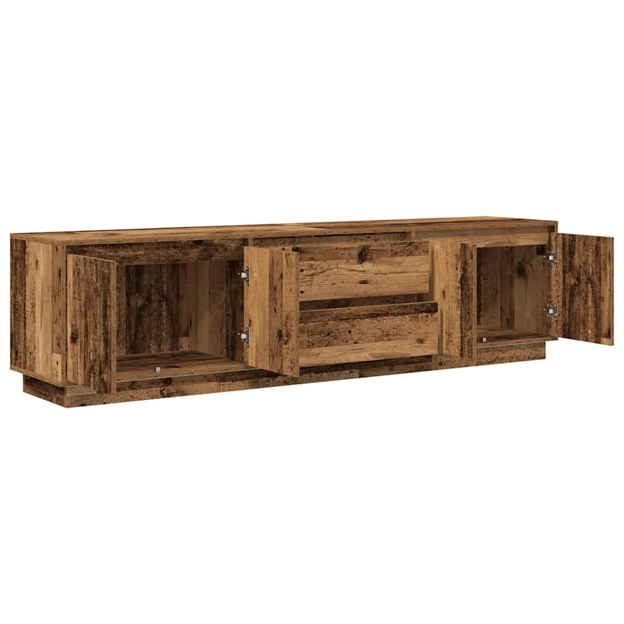 Meuble TV avec éclairage LED vieux bois 193,5x41x50 cm - 6