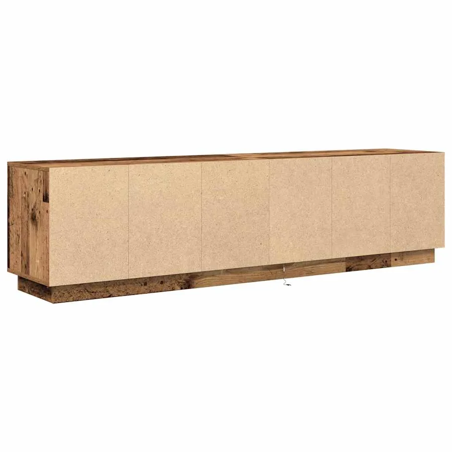 Meuble TV avec éclairage LED vieux bois 193,5x41x50 cm - 9