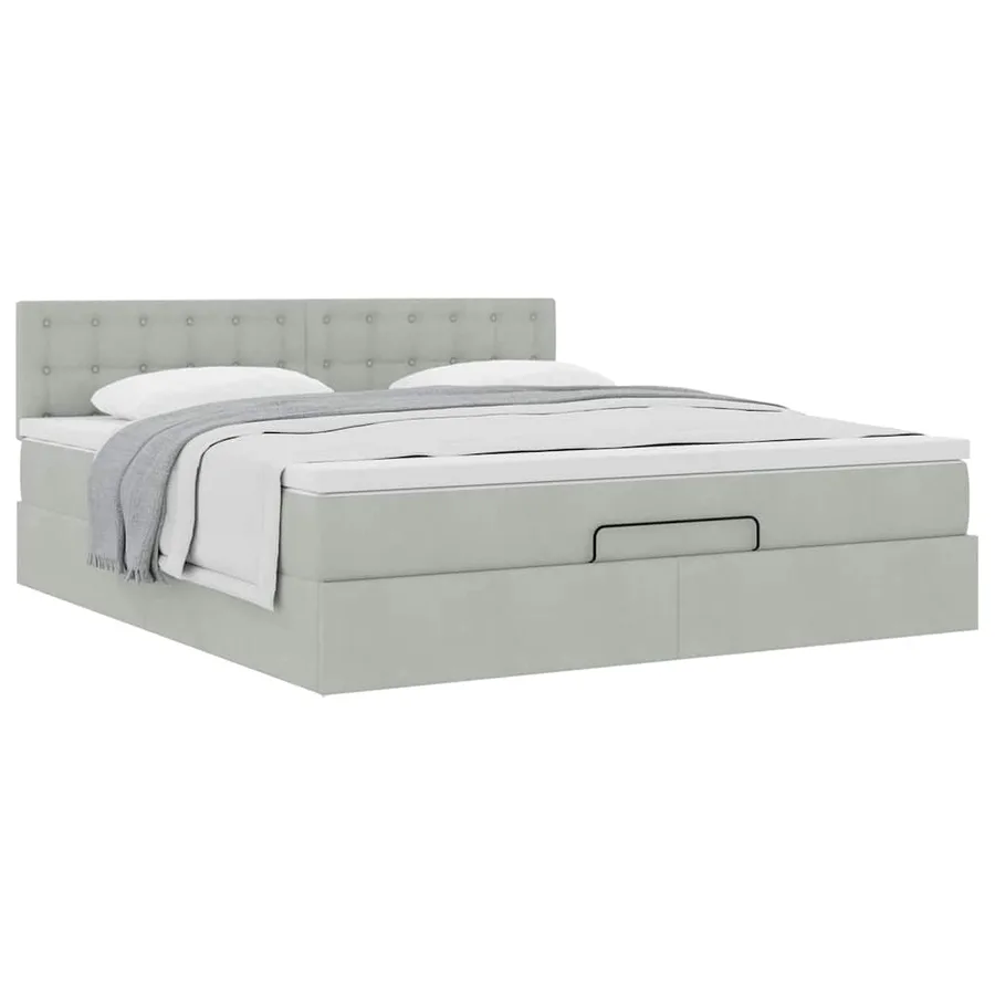 Cadre de lit ottoman avec matelas gris clair 180x200 cm velours - 5