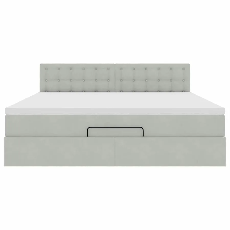 Cadre de lit ottoman avec matelas gris clair 180x200 cm velours - 7