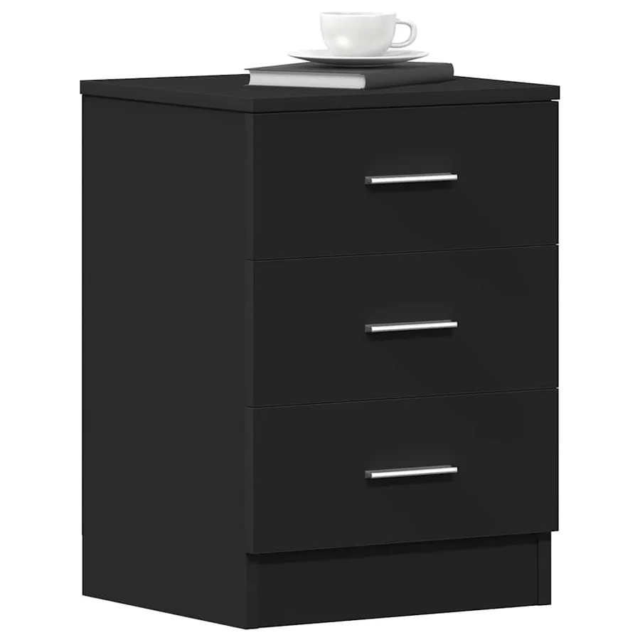 Tables de chevet 2 pcs Noir 38x35x56 cm Bois d'ingénierie - 3