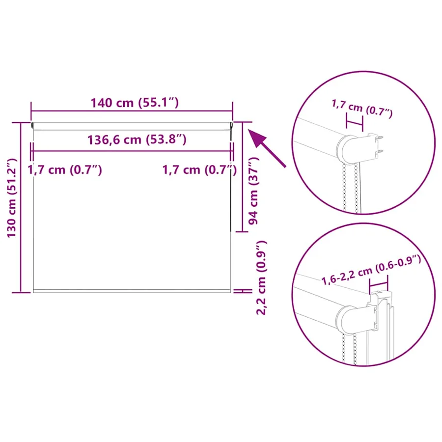 Store enrouleur occultant largeur du tissu 136,6 cm polyester - 18