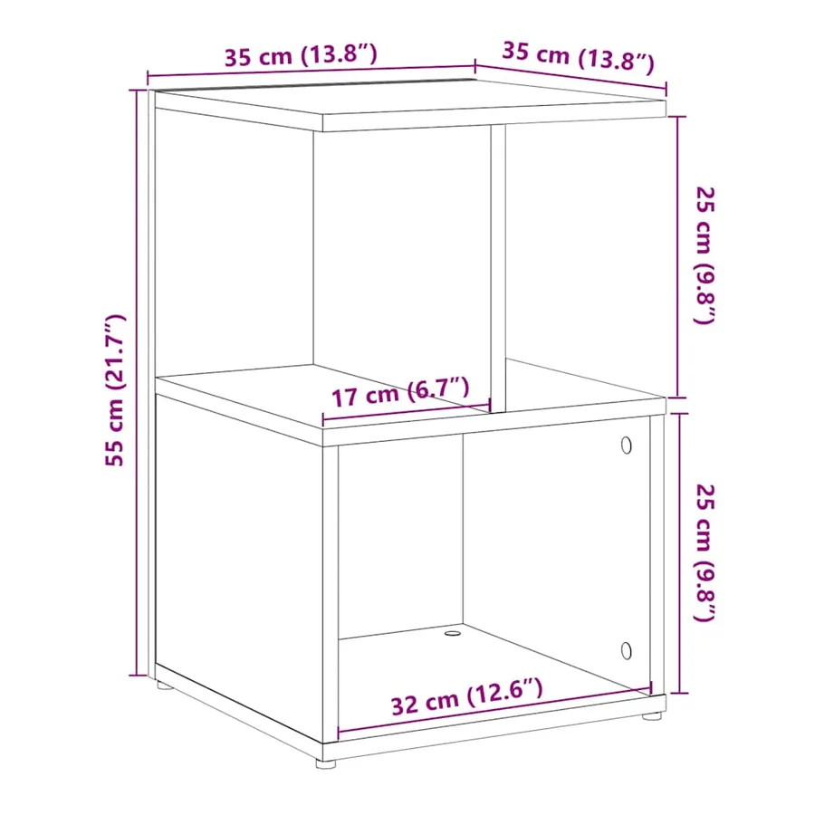 Tables de chevet 2 pcs vieux bois 35x35x55 cm bois d'ingénierie - 10
