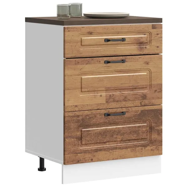 Armoire de cuisine Kalmar vieux bois bois d'ingénierie