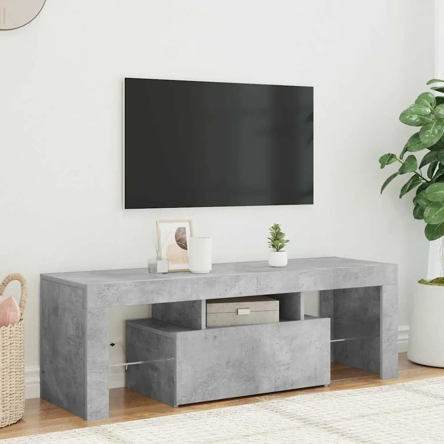 Meuble TV avec lumières LED gris béton 120x35x40 cm - 3