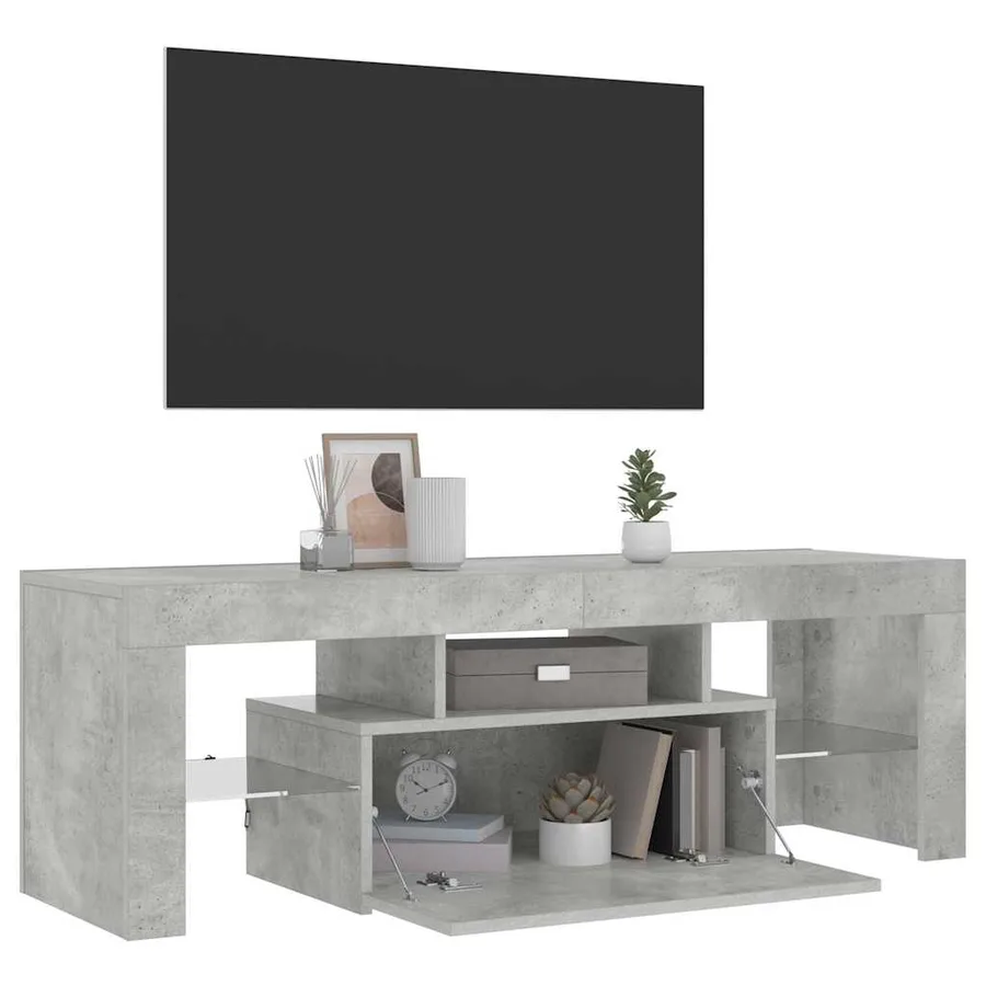 Meuble TV avec lumières LED gris béton 120x35x40 cm - 7