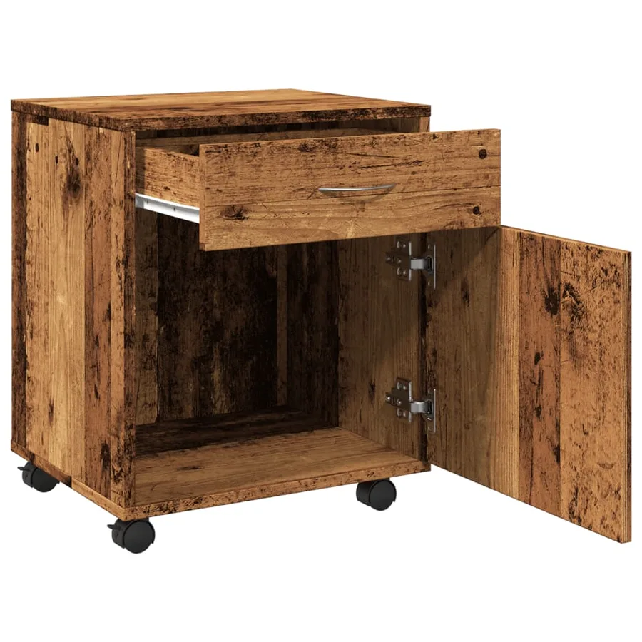 Armoire à roulettes vieux bois 45x38x54 cm bois d'ingénierie - 8
