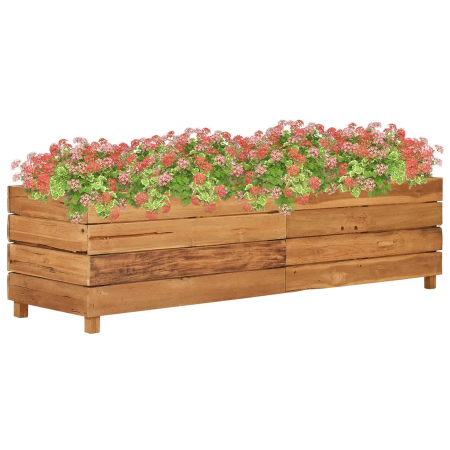 Raised bed 150x40x38 cm reclaimed teak wood and steel