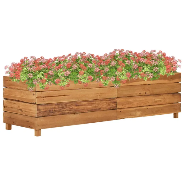 Raised bed 150x40x38 cm reclaimed teak wood and steel