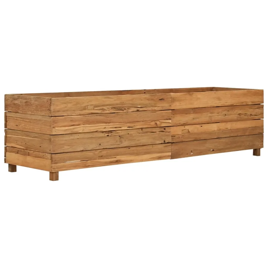 Raised bed 150x40x38 cm reclaimed teak wood and steel - 10