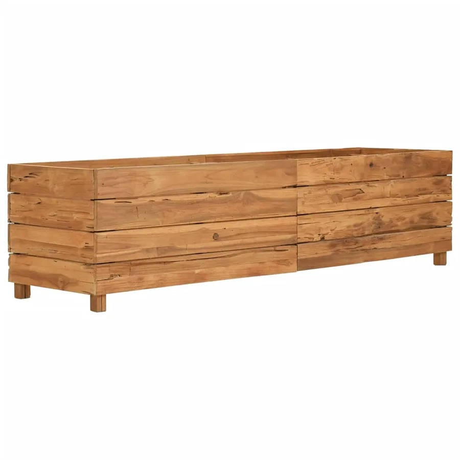 Raised bed 150x40x38 cm reclaimed teak wood and steel - 12