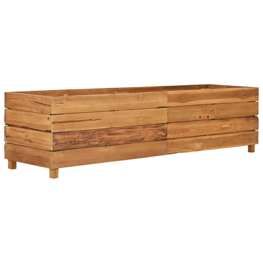 Raised bed 150x40x38 cm reclaimed teak wood and steel - 2