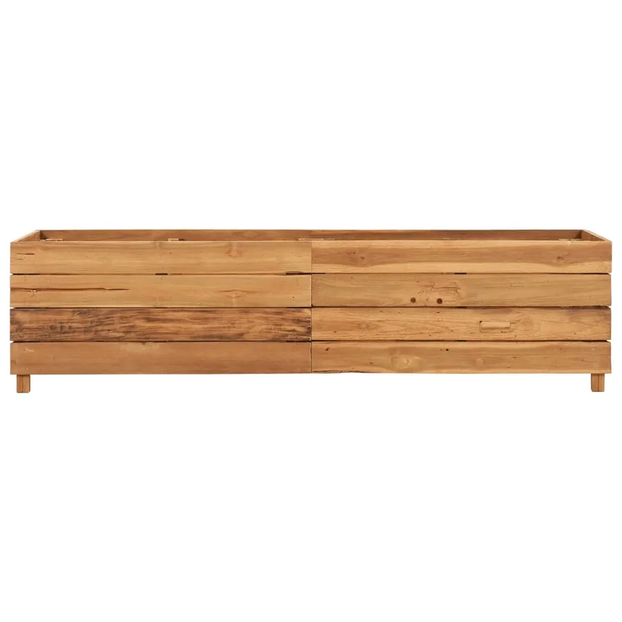 Raised bed 150x40x38 cm reclaimed teak wood and steel - 3