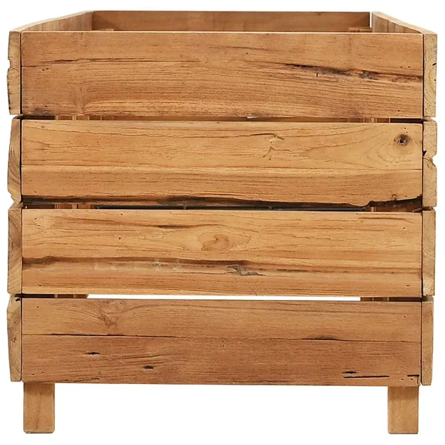 Raised bed 150x40x38 cm reclaimed teak wood and steel - 4