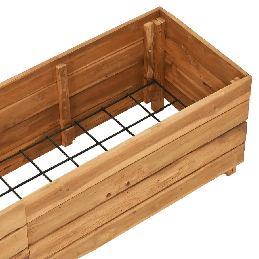 Raised bed 150x40x38 cm reclaimed teak wood and steel - 5