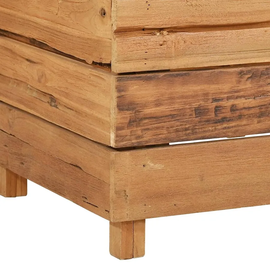 Raised bed 150x40x38 cm reclaimed teak wood and steel - 7