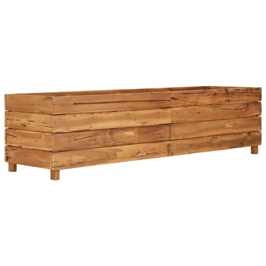 Raised bed 150x40x38 cm reclaimed teak wood and steel - 9
