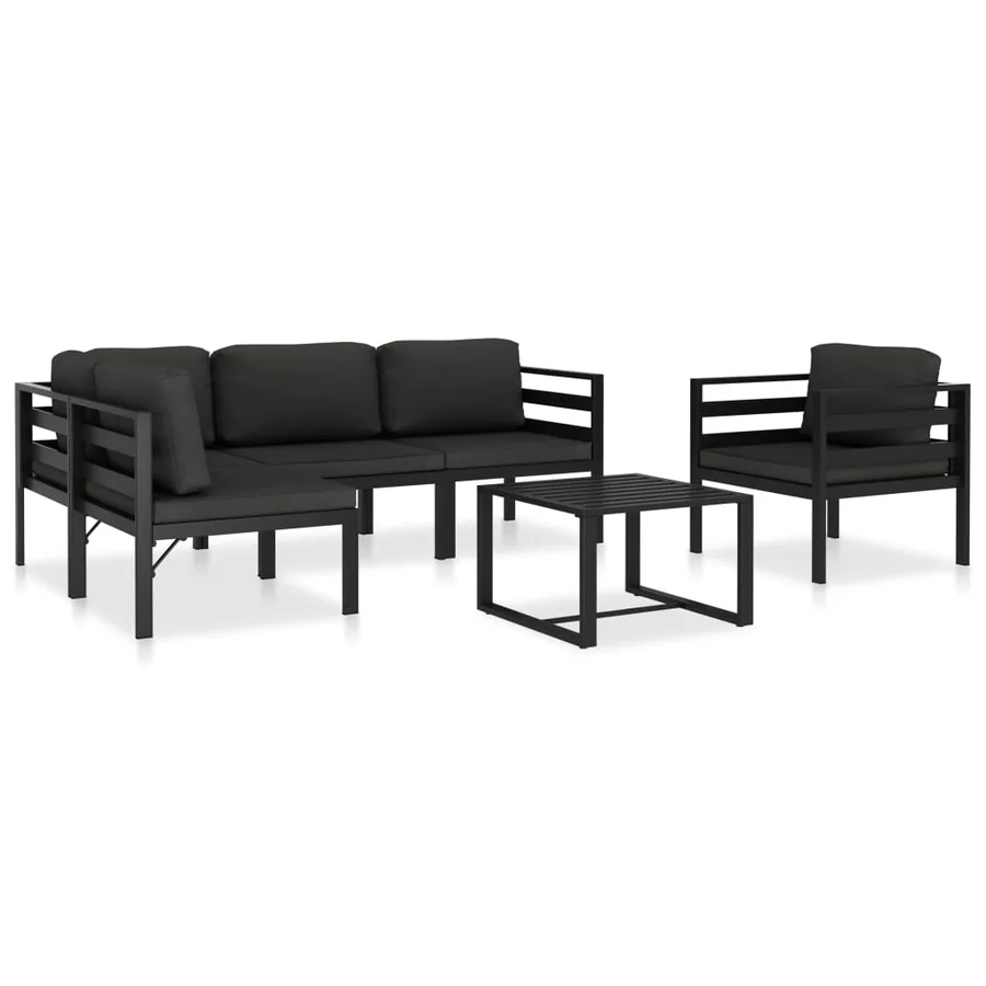 Salon de jardin 6 pcs avec coussins Aluminium Anthracite