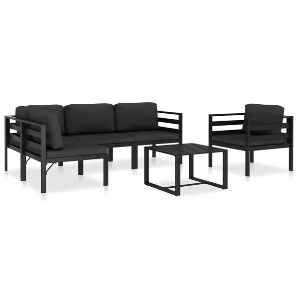 Salon de jardin 6 pcs avec coussins Aluminium Anthracite
