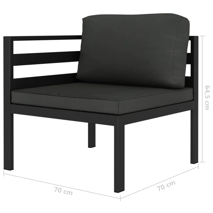 Salon de jardin 6 pcs avec coussins Aluminium Anthracite - 8