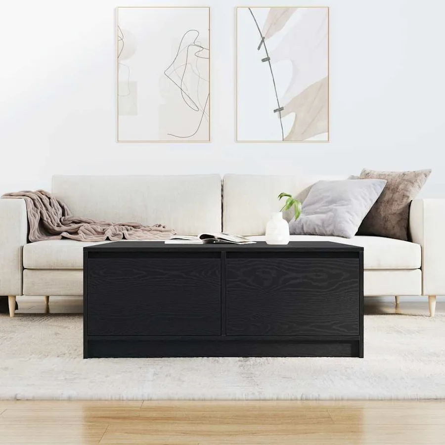 Table basse avec tiroirs chêne noir 100x100x40 cm - 3