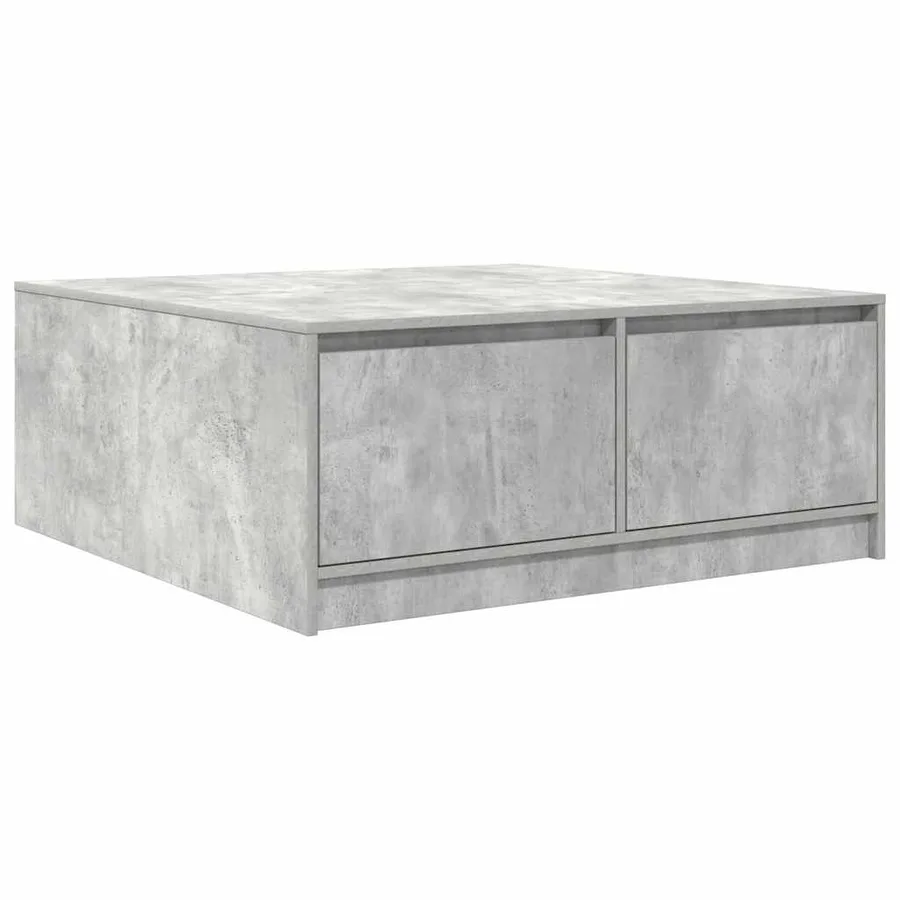 Table basse avec tiroirs gris béton 100x100x40 cm - 2