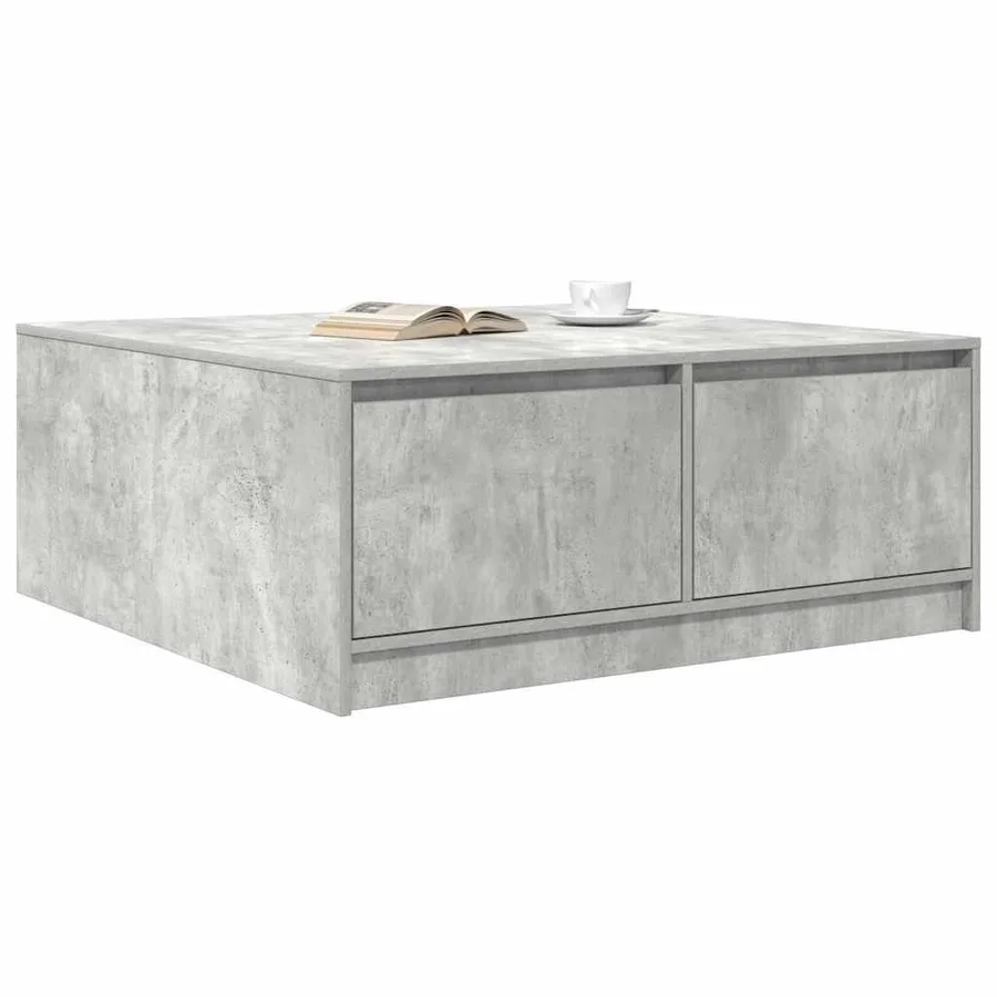 Table basse avec tiroirs gris béton 100x100x40 cm - 4