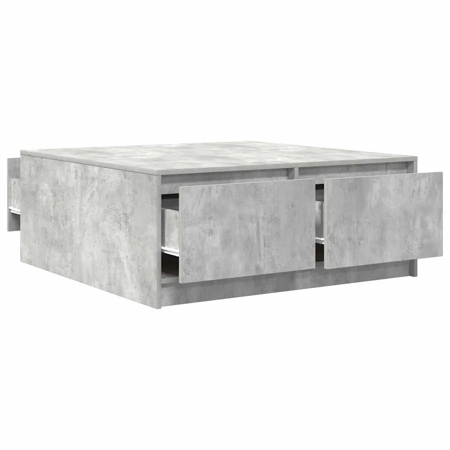 Table basse avec tiroirs gris béton 100x100x40 cm - 5