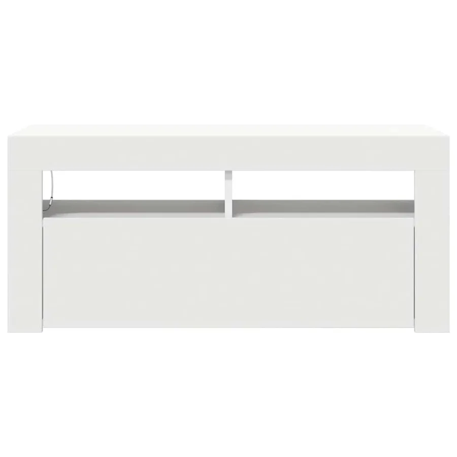 Meuble TV avec lumières LED blanc 90x35x40 cm - 9